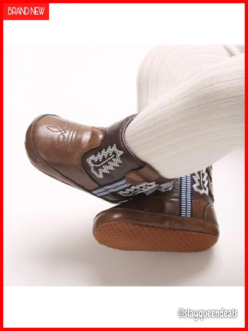 Newborn Infant Cowboy Boots Faux Leather Non-Slip Soft Sole First Walker
